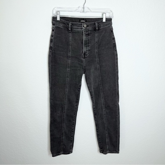 Express Jeans Women 6 R Slim Straight Super High Rise Faded Black CL - Picture 1 of 7